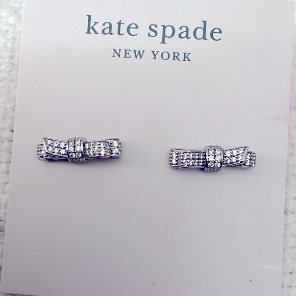 Kate Spade New York Ribbon Pavé Bow Studs Earrings 1608 - Picture 1 of 3